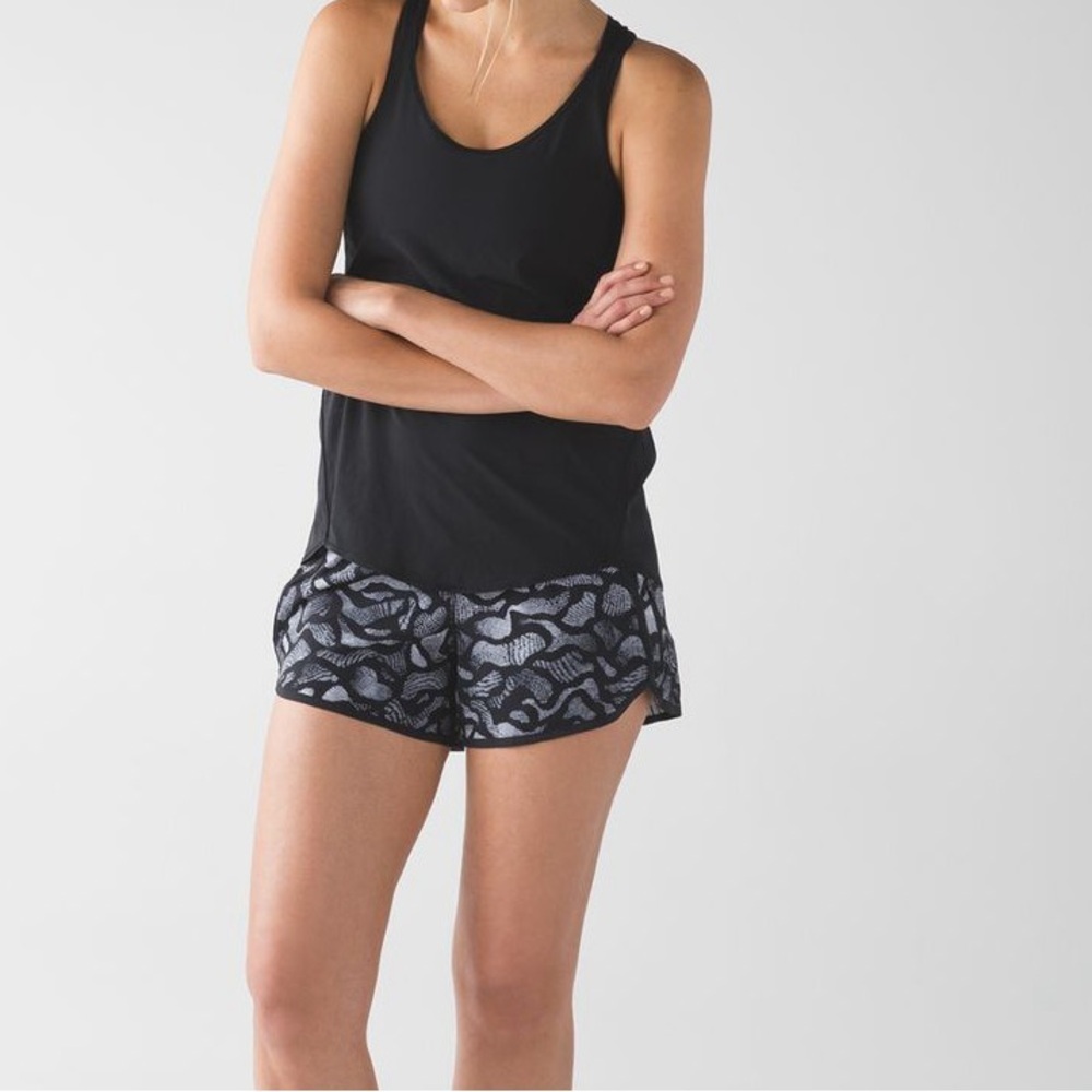 lululemon athletica Black and Gray Patterned Athletic Shorts